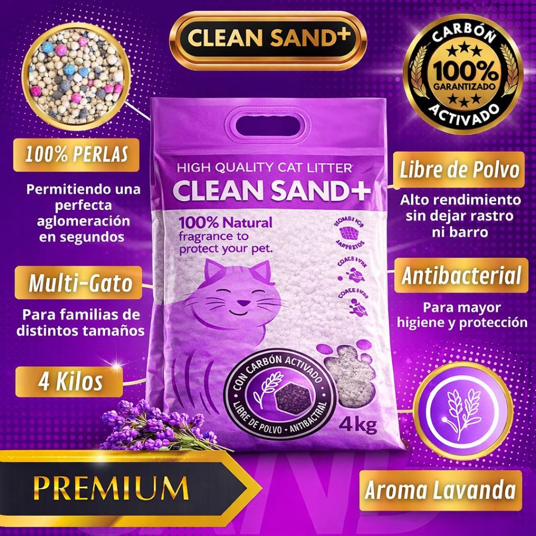 Arena Sanitaria Premium Clean Sand+ | Bentonita Sin Polvo