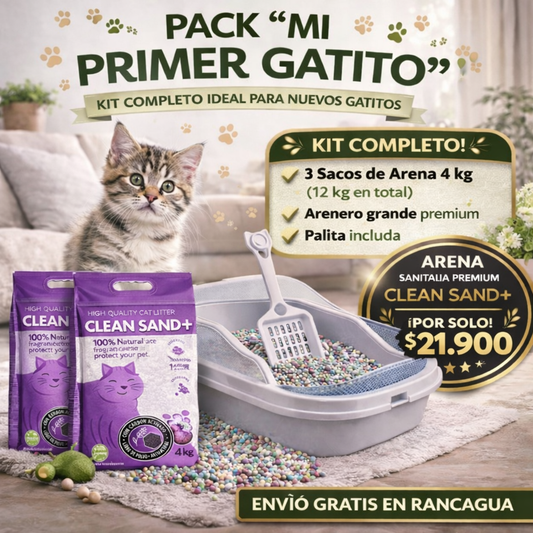 Pack Mi Primer Gatito | Arena 12kg + Arenero XL Premium + Palita
