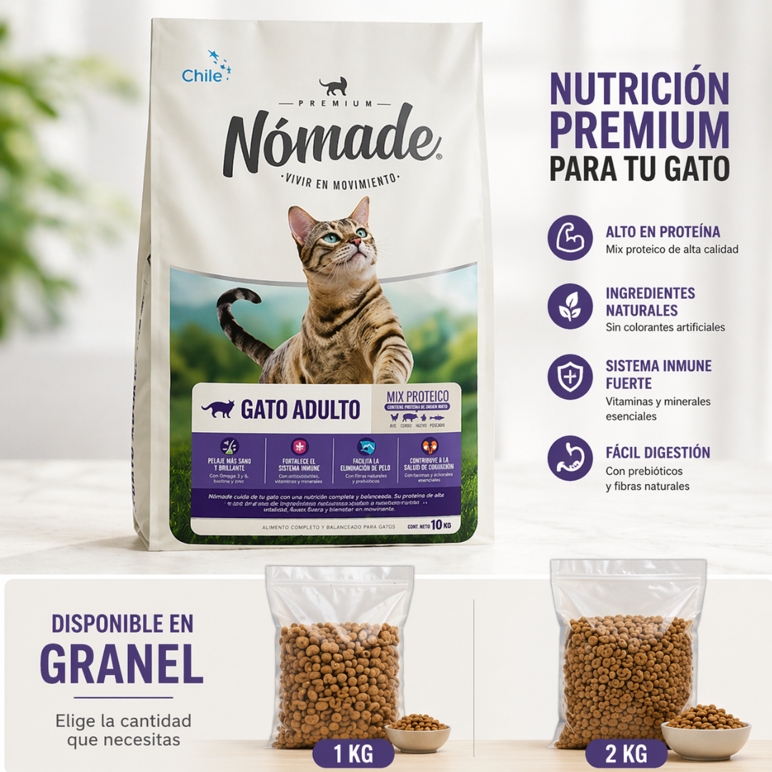 Alimento Premium Nómade para Gato | Venta a Granel Sellado (1KG y 2KG)