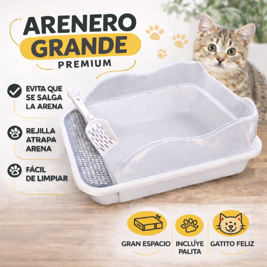 Arenero Gato XL Grande con Rejilla y Palita